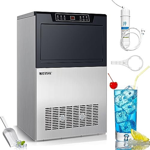 LEEVOT Máquina para cubitos de hielo profesional – Máquina de hielo para casa, 45 kg/24 h, 320 W, para casa, bar y uso comercial