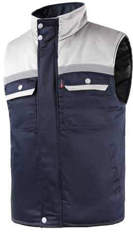 Yukirtiq Herr Hi Viz arbetskläder vadderad väst vinter varm kroppsvärmare utomhus ärmlös arbetsjacka kappa Hi Vis arbete användbar väst, Grå, L