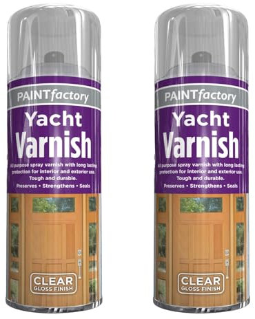 SDMAX All Purpose Yacht Varnish Professional, Gloss Finish Spray, Glossy Varnish Spray, Clear Varnish Spray, All Purpose Wood Varnish Spray Paint, 250ml (2 Pcs)