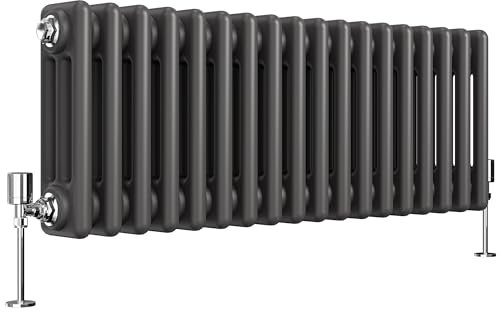Heilmetz 3 Cast Iron Column Radiator 300 x 830mm, Anthracite Traditional Style Horizontal Radiator Triple Column Radiator Central Heating Radiator
