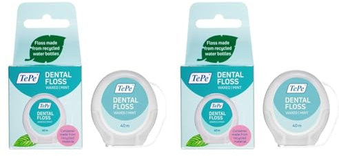 TePe Fil Dentaire, fil dentaire sans PFAS, plusieurs brins pour un nettoyage doux et efficace entre les dents, pour les espaces étroits à larges. (Lot de 2)