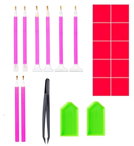 DHWEKU 21 Pezzi Diamond Painting Accessori Kit Diamond Painting DIY Diamante Pittura Punto Croce Strumento Kit Punta Trapano Strumenti di Pittura Diamantata per Pittura Diamante 5D