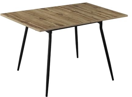 B&D home Esstisch Jonte, ausziehbar 80-120 x 80 cm, 4 Personen Küchentisch Holztisch mit Metallgestell für Esszimmer, Küche, modern Industrial Design, Eiche Optik, 11219-80-FS-EIDA