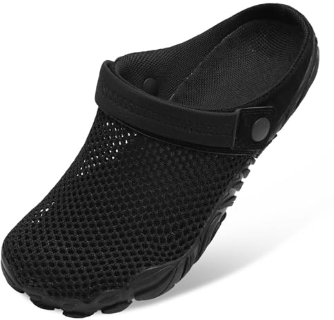 Besroad Outdoor Beach Breathable Womens Sandals Mens Hiking Walking Slip on Water Water Shoes Mesh Black 10.5 Women/9 Men