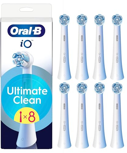 Oral-B Testine di Ricambio iO Ultimate Clean, Bianche, 8 Ricambi - 8 Testine di Ricambio per Spazzolino Elettrico, Rotonde Originali, Rimozione Profonda Della Piastra Batterica
