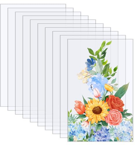 10 pièces Plaque Acrylique Transparente, 100 x 150 x 1 mm Feuille de Plastique Plaque Transparent, Plaque Plexiglas Transparent pour Remplacement du Verre du Cadre Photo, DIY Projets, Peintures
