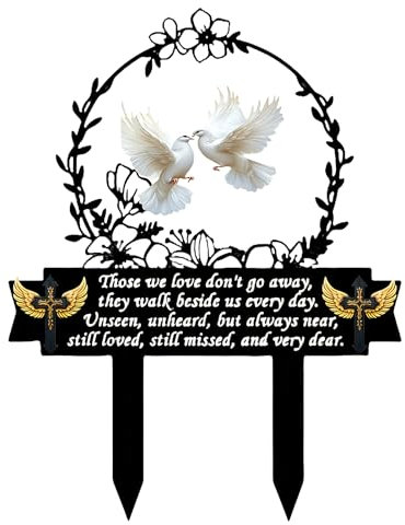 Piquet de cimetière en linnet en forme de cœur – Marqueurs funéraires | Piquet commémoratif | Piquet en acrylique 2D pour pelouse de cimetière | Piquet commémoratif de condoléances pour cour et jardin