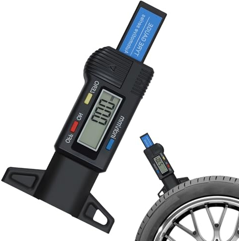 Digitaler Profiltiefenmesser für Reifen, Reifen Profilmesser mit Großem LCD Display, Präziser Digital Profiltiefenmesser in Zoll/mm, Tiefenmesser für Auto, Motorrad, LKW, Langlebiger Reifendruckprüfer