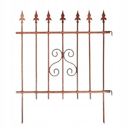 Kapaga - Clôture de Jardin en Métal – Clôture Décorative Modulaire, Bordure de Pelouse, Métal Revêtu Rouille 81x95 cm, Système d'Emboîtement Flexible