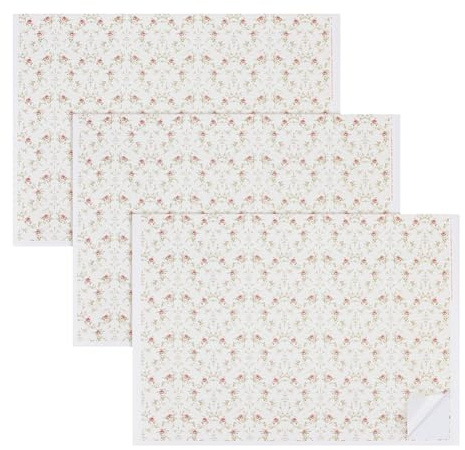 OLYCRAFT 3Pcs papiers Peint Miniature Maison de poupée 1:12 Petites Fleurs poupée Plancher Maisons Auto-adhésives Papier Peint Mini DIY Papier DIY Table Sable Construction modèle de Fabrication