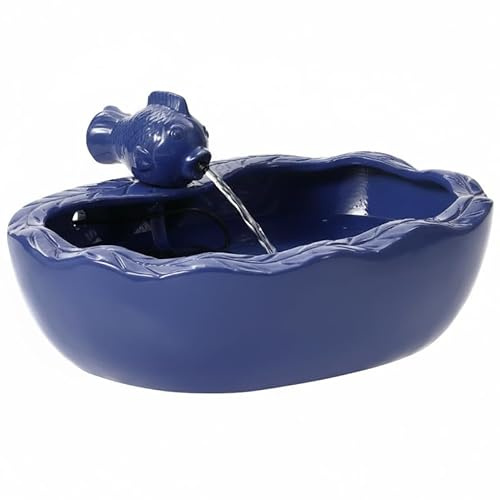 Solar Water Fountain, 11 inch Ceramic Koi Fountain, Blue Glazed Finish, Outdoor Solar Garden Fountain, Solar Powered Fountain for Garden, Tabletop, Balcony, Patio, Deck