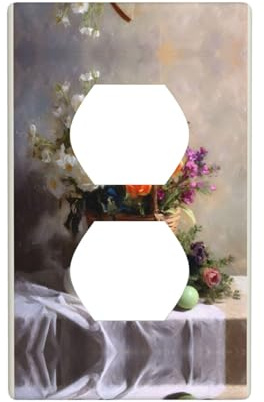 RRKDOY Cesta de Pascua con flores, panel de pared de doble enchufe, cubierta de alimentación doméstica duradera para enchufes e interruptores decorativos