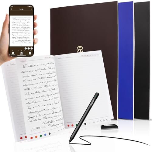 Yuan Digitales Notizbuch Smart Pen Writing Set mit A4-Notizbüchern(3 Stück): Digitalisiert handschriftliche Notizen in Echtzeit für Meetings, Unterricht & Kreatives. Kompatibel mit iOS und Android