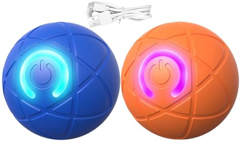 Genérico 2 Piezas Bola Rodante Automática, Automático Inteligente para Mascotas, Juguetes Interactivos Paras Perros, Recargable USB, para Gatos, Perros Y Mascotas