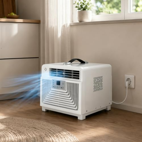 moupeaktain Aire Acondicionado 220V 3400 BTU, Climatizador Portátil 3 En 1 con Frío, Deshumidificador Y Ventilador Mando a Distancia, Temporizador 12h, para Autocaravana, Camión Y Habitación Pequeña
