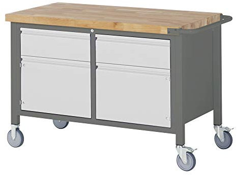 STIER Établi mobile Premium avec 2 tiroirs et 2 portes battantes LxPxH 1250x700x880mm
