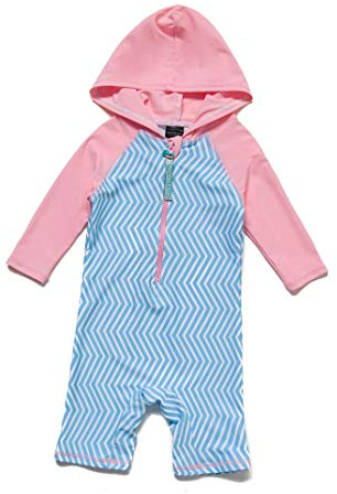 BONVERANO Bañador de una Pieza Bebé Bañador con Capucha Cierre Protección UV Bebé Niña 50+ Una Cremallera(Rosa-Azul,9-12meses…