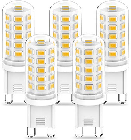 RuLEDne Lampadine G9 LED 3W Equivalente a 33W 40W Lampada Alogena, Bianco Caldo 3000K, Angolo a fascio 360 °, Non Dimmerabili, Lampadina G9 Risparmio Energetico, AC220-240V, CRI 83+, 5 pezzi