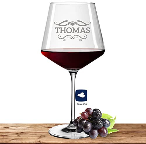 Deitert Leonardo Burgunderglas Rotweinglas XL mit Namen oder Wunschtext graviert, 730ml, PUCCINI, personalisiertes Premium Weinglas in Gastroqualität (Barock01)
