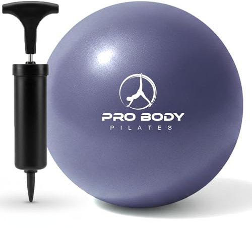 ProBody Pilates Small Exercise Ball with Pump - 9 Inch Workout Ball for Stability, Barre, Yoga, Core & Physical Therapy, Home Gym & Office Use (Indigo)