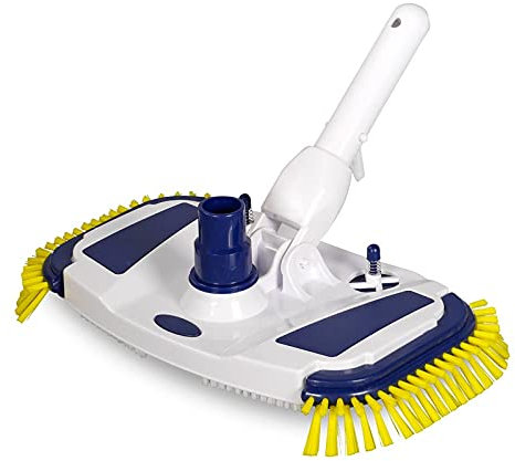 Bodensaugerbürste Premium mit seitlichen Borsten - Stabile Poolbürste aus Kunststoff - Anschluss Ø 32/38 mm - Bürstenkopf 350x200 mm - Für Teleskopstangen Ø 3 cm geeignet