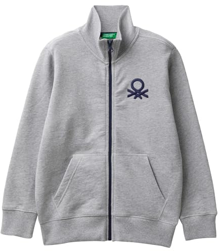 United Colors of Benetton Jungen Jacke M/L 3J68C501B LANGÄRMLIGES Sweatshirt, Grau Melange 501, L