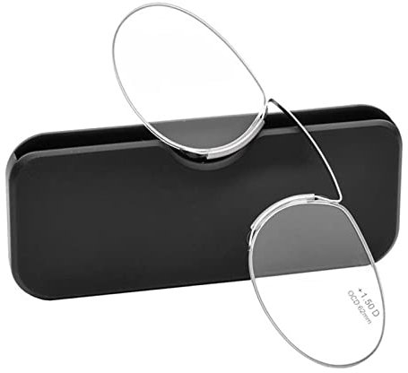 MAQBE Unisex Lesegläser Kompakte Sehehilfe Mini Nose Clip Bügellose Lesebrille rutschfest Lesehilfe- Immer griffbereit(Black,+2.50)