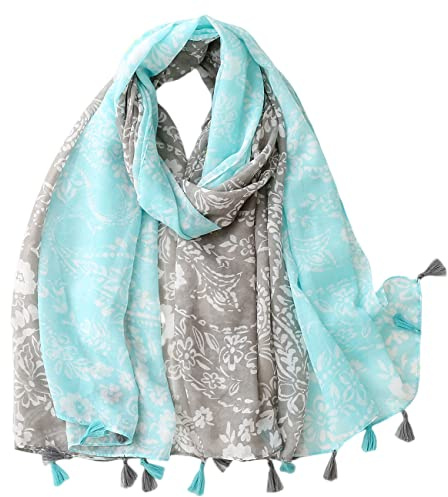 FAIRYGATE Blue Scarfs for Women Sale Large Vintage Paisley Shawls and Wraps True to Size Sarong Beach Cover up Soft Lightweight Ladies Scarves Tassel Scarf 56022
