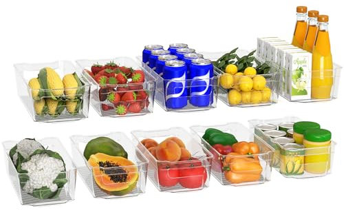 KICHLY Bacs de Rangement Garde-Manger Lot de 10, Mettre de l'ordre dans Placard Cuisine, Salle de Bain, Les Comptoirs Bureau avec Multi-usages Boite de Rangement,sans BPA, Clair