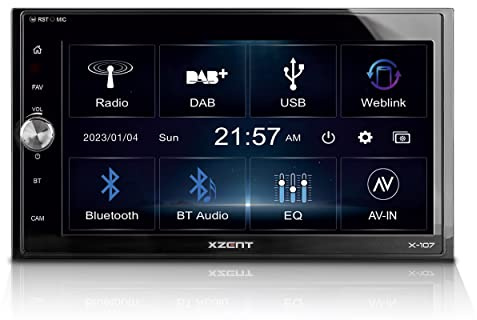 XZENT X-107-2 DIN autoradio per auto e camper, sistema multimediale con touchscreen da 6,75 / 17,1 cm, centro multimediale con DAB+, USB, FM, Bluetooth, WebLink