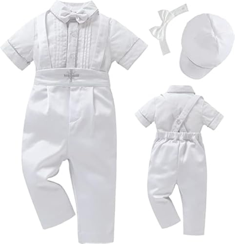 Booulfi Ropa de bebé para niños, tela de algodón, traje de bebé, traje de boda, traje de bautizo para niño, traje de Navidad, camisa tradicional tradicional, #219 White, 3-6 meses