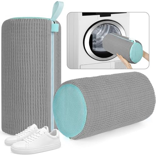 Pack of 2 schuhwaschbeutel 360° Cleaning, Shock Absorbing and Noise-Reducing, Reusable Shoe Washing Bag for Washing Machine, Laundry Net Shoes (B-2 Pieces-Gray)