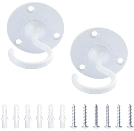 INCREWAY 2PCS Crochets de plafond robustes, crochets à vis de style antique pour plantes suspendues, lustres et décoration d'intérieur (blanc)