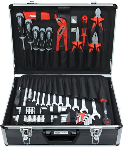 FAMEX 705-L Universal Werkzeugkoffer leer mit 26 Einstecktaschen für Werkzeug, Teile und Zubehör - Facheinteilung im Kofferboden, Leerkoffer ohne Werkzeug, 45 x 35,5 x 16 cm