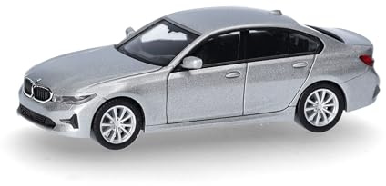 Herpa modellino auto BMW Serie 3 Berlina (G20), argento ghiaccio, miniatura in scala 1:87, da collezione, Made in Germany, modello in plastica