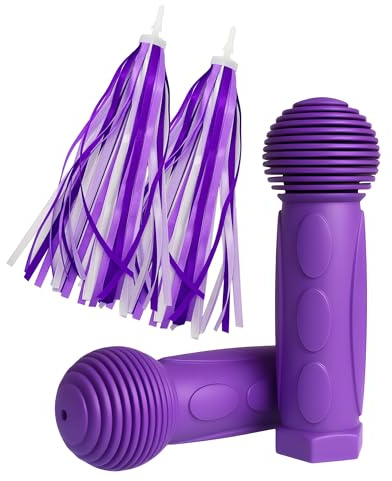 PLATT Kids' Bicycle Handlebar Grips (1 Pair) with Tassel Streamers (1 Pair) – Grips Compatible with Kids' Kick Scooters, Bicycles, Rocking Cars, Balance Bikes, and Push carts.