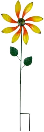 LOVIVER Moulin à Vent d'extérieur avec Piquet, Ornement de, Art décoratif de Jardin, Moulin à Vent en métal pour Cour, pelouse, Jaune