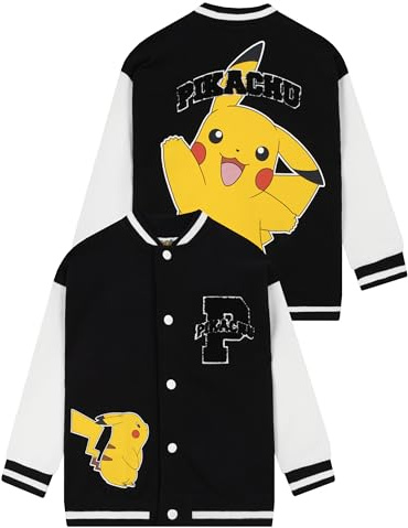 Pokemon Boys Jacket, Pikachu Varsity Jacket, Pikachu Boys Bomber Jackets, Black 6-7 Years