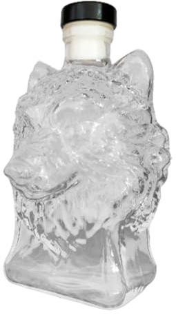 Kustimantu Caraffa per Whisky,Bottiglia Caraffa in per Alcool | 350 ml Profilo Testa di Lupo Accessorio da Bar per Regalo Uomo