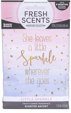 Fresh Scents | Scented Sachet Packet | Little Sparkle | Air Freshener Bags for Drawers, Closets, Cars | 3 Pack | Long Lasting Home Fragrance