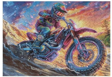 Piloto de Motocross montaña Bicicleta Todo Terreno Aventura Salvaje Puzzle 300 Piezas Aliviar Estrés 3D Rompecabezas Familiar para Hombres Y Mujeres Obra De Arte Decorativo Hogar 300 PCS