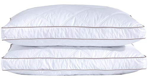 puredown® Goose Feathers and Down Pillow for Sleeping Hotel Collection Bed Pillows, Gusseted, Standard/Queen, Set of 2