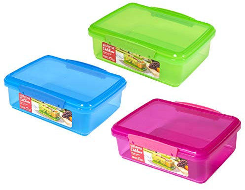 Sistema Lunch Box, 2 L - Pack of 3 - Assorted Colours
