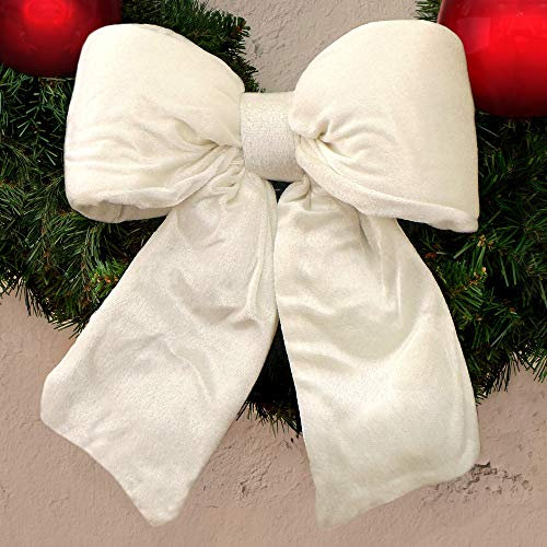 EDG ENZO DE GASPERI Fiocco Imbottito Albero di Natale Shabby Chic Velluto 40 x 48 cm Colore Bianco Caldo