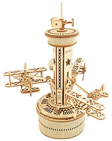 ROKR Wooden Model kit Airplane-Control Tower Model Wooden Puzzle Birthday Gifts For Teens and Adults