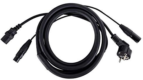 Pronomic Stage EUIECD-2.5 Câble Hybride IEC/DMX - Câble combo 2,5 m pour alimentation et signal DMX - pour connecter des effets lumineux DMX - supporte jusqu’à 6A - noir