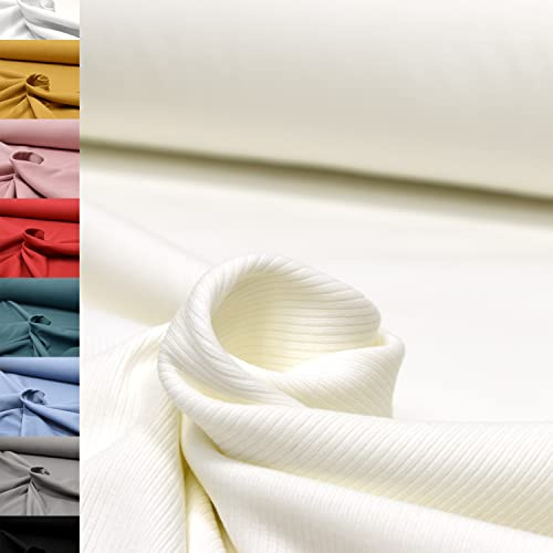 MAGAM-Stoffe Matteo Rippen Jersey Mode Stoff Meterware 50cm (02. Natur)