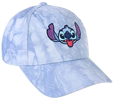 Cappello con Visiera Curva di Stitch - Blu - Adatta per Adulti - Dettagli Ricamati del Personaggio - Berretto con Chiusura sul Retro Regolabile e Tessuto Tie Dye - Prodotto Originale Ideato in Spagna
