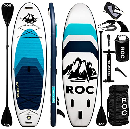 Roc Inflatable Stand Up Paddle Board 10' 6 with Premium SUP Paddle Board Accessories, Wide Stable Design, Non-Slip Comfort Deck for Youth & Adults (Royal W/Kayak Seat)