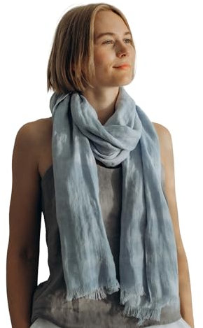 Leichter Leinenschal aus 100% Leinen PASTELLBLAU Leinenschal. Leicht, luftig und weich, handgefertigt, unisex, stilvolle Leinenaccessoires, versandfertig 70x200cm (27x78inches)